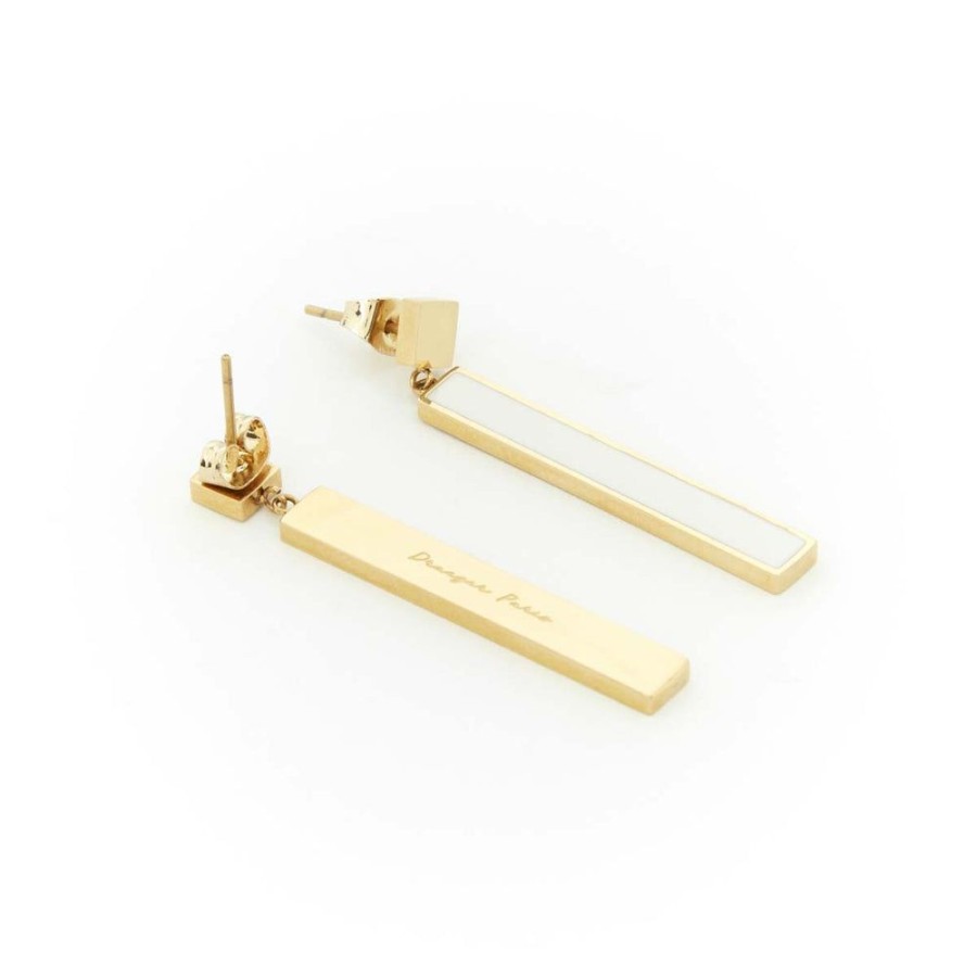 Draeger Paris Boucles D'Oreilles Email Barre New-York - Creme Wholesale