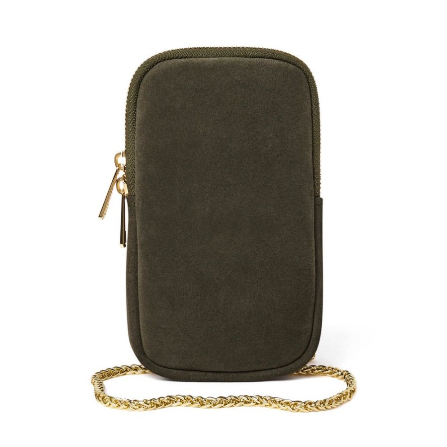 Draeger Paris Pochette Telephone En Cuir Suede - Kaki Clearance