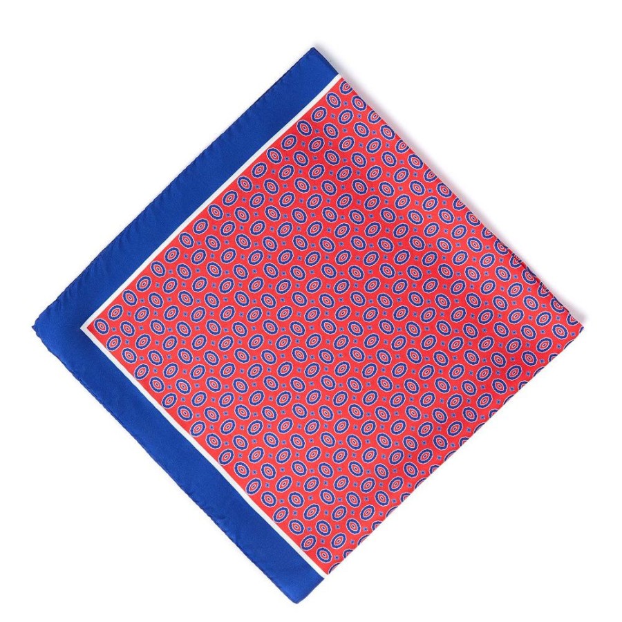 Draeger Paris Bandana En 100% Soie - Rouge - Twill Imprime Ovales - Unie - 67X67 Cm Wholesale