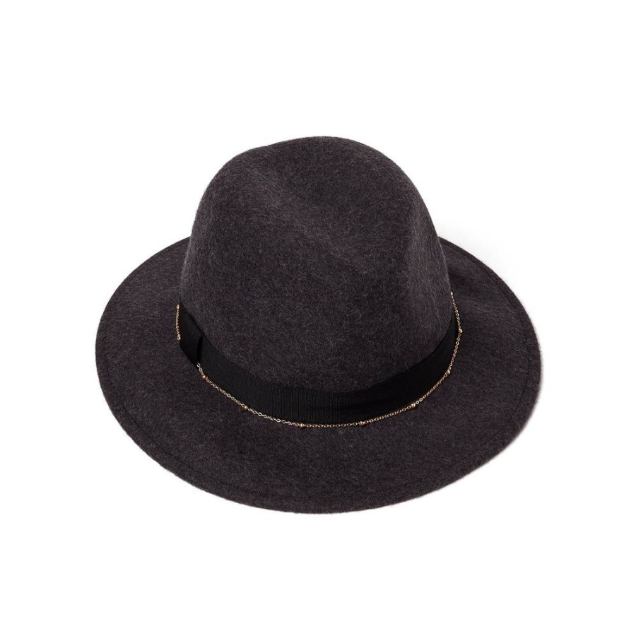 Tie Rack Chapeau En Lainefedora Detail Chaine - Noir Clearance