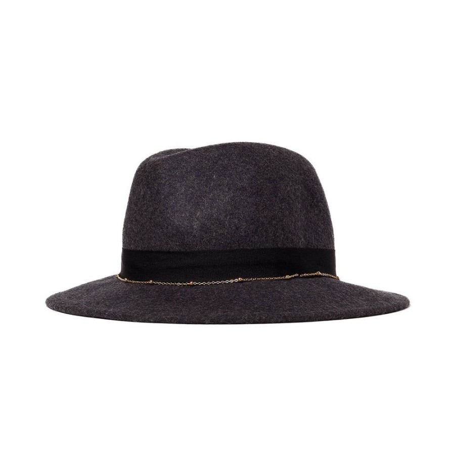 Tie Rack Chapeau En Lainefedora Detail Chaine - Noir Clearance