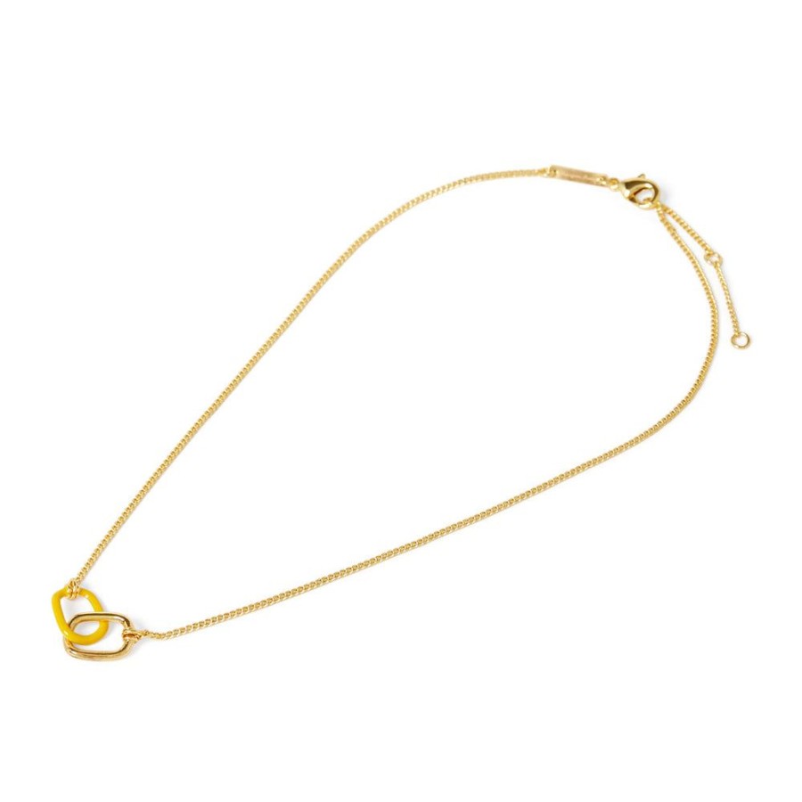 Draeger Paris Collier Avec Anneaux Entrelaces Email - Jaune Hot