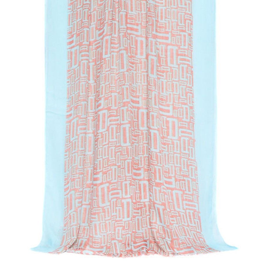 Draeger Paris Foulard Imprime Signature Draeger - Menthe Et Corail - Homme - 70X180 Cm - Draeger Hot