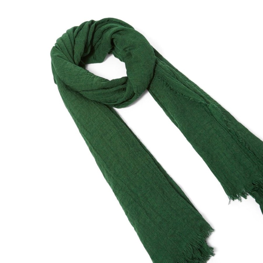 Tie Rack Foulard Uni Vert A Franges Best