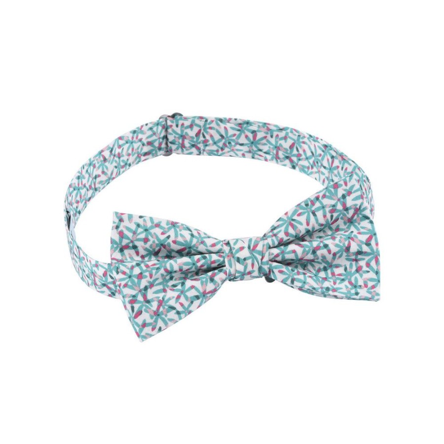 Tie Rack Noeud Papillon Homme Tissu Liberty La Daisy Vert Emeraude / Fuchsia Clearance