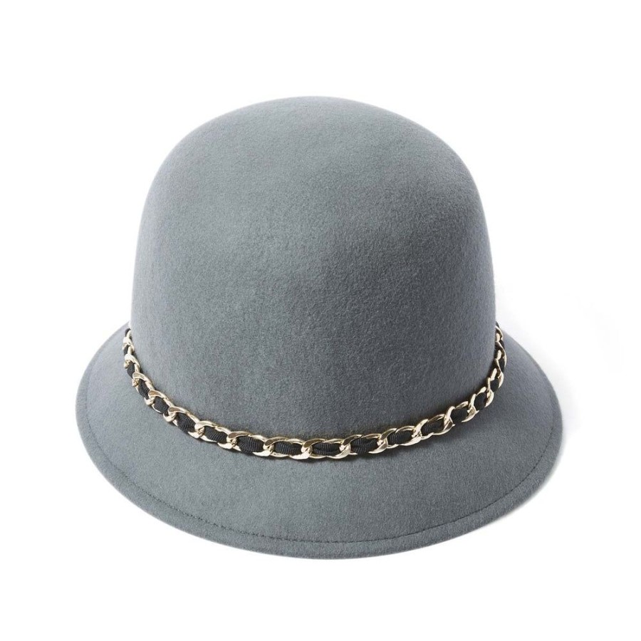 Tie Rack Chapeau Cloche Detail Chaine Entrelacee - Gris Clearance