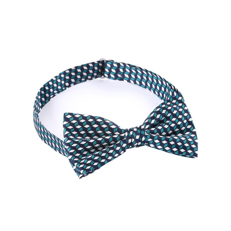 Tie Rack Noeud Papillon Homme Cubes 3D Vert Emeraude / Bleu Marine Hot