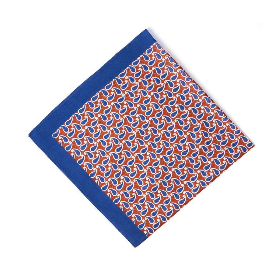 Draeger Paris Bandana Carre En 100% Coton - Ocre - Imprime Paisley - Unie - 67X67 Cm Hot