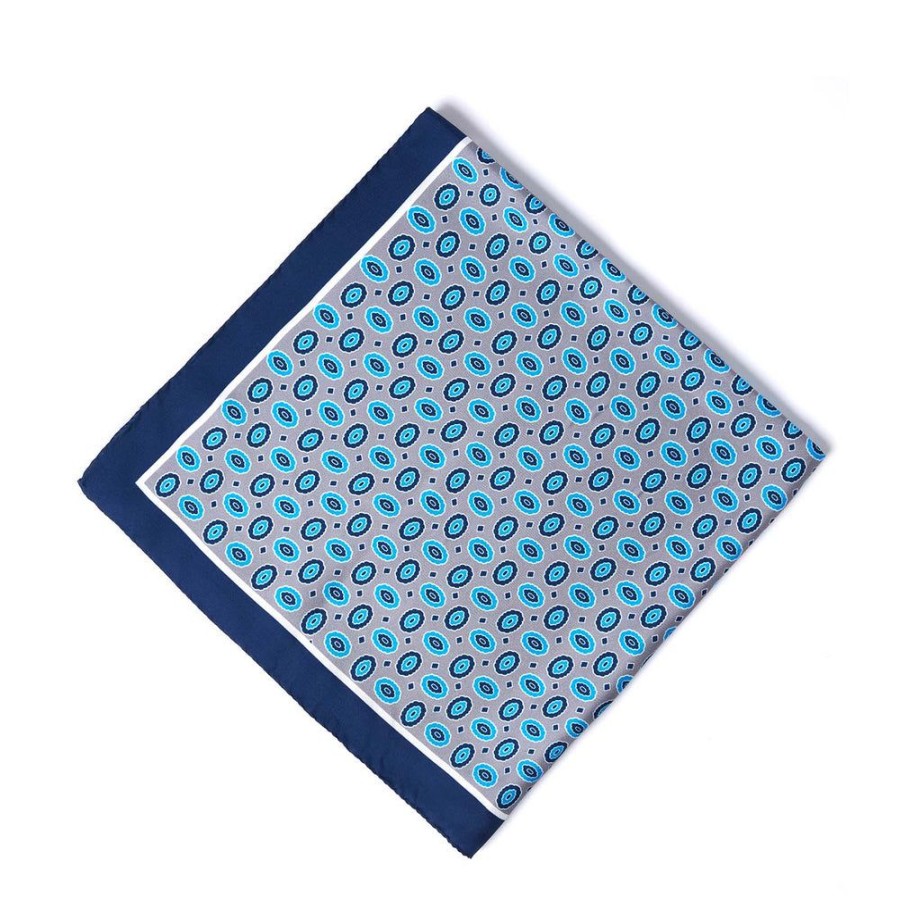 Draeger Paris Bandana En 100% Soie - Gris - Twill Imprime Ovales - Unie - 67X67 Cm Clearance