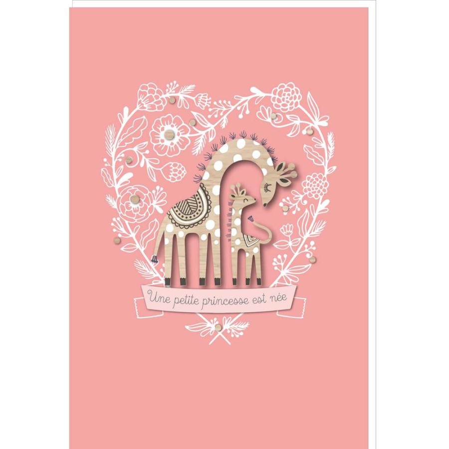 Draeger Paris Carte Signature Girafe Rose - 11,5 X 17Cm Wholesale