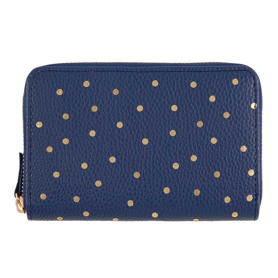 Draeger Paris Portefeuille Femme - Pois Dores - Bleu Marine Clearance