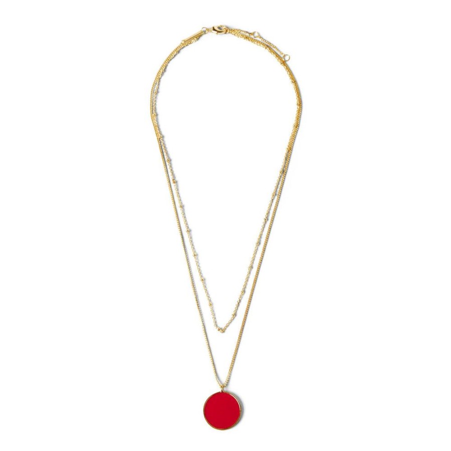 Draeger Paris Collier Double Rang Email Rouge Clearance