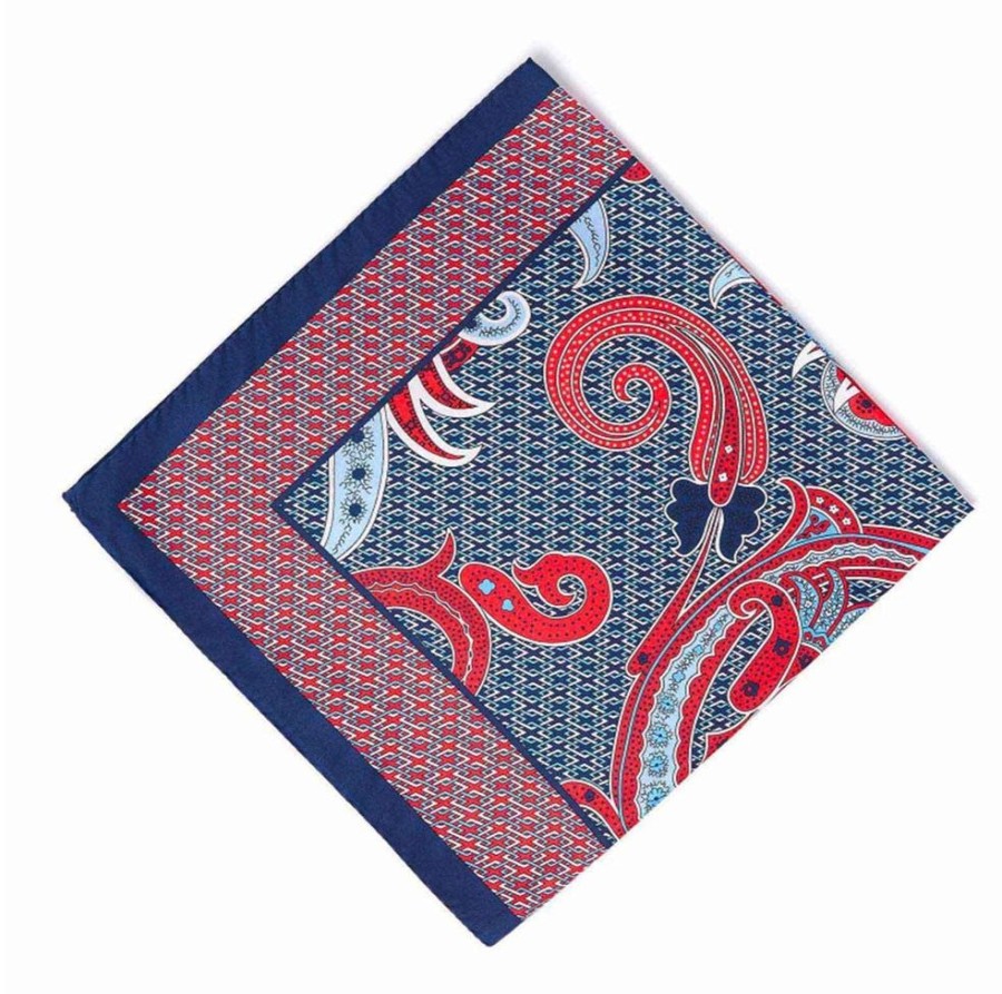 Draeger Paris Bandana En 100% Soie - Rouge - Twill Imprime Paisley - Unie - 67X67 Cm New