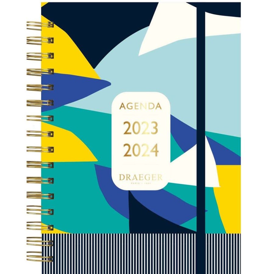 Draeger Paris Agenda Semainier 2023-2024 - 13X18 Cm - Septembre 2023 A Aout 2024 - Bleu Et Jaune Hot