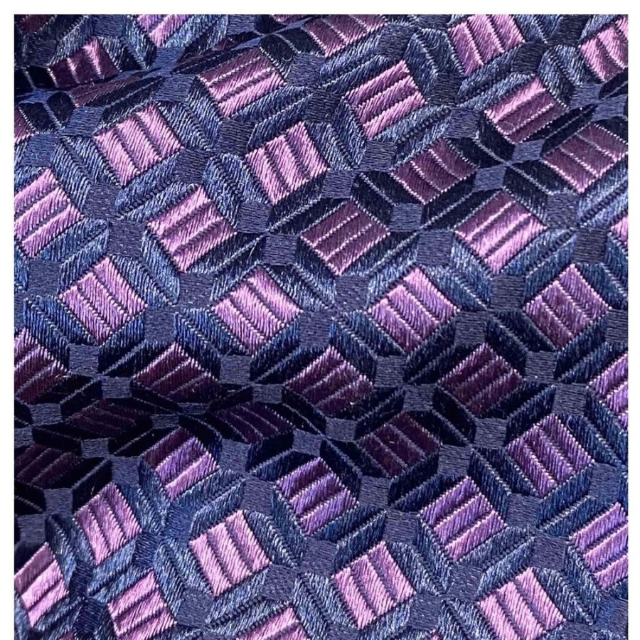 Draeger Paris Cravate A Carreaux Geometriques Violet Et Bleu Marine Clearance