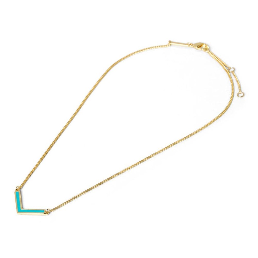 Draeger Paris Collier Ajustable 3 Niveaux En V - Email Turquoise Dore A L'Or Fin Clearance