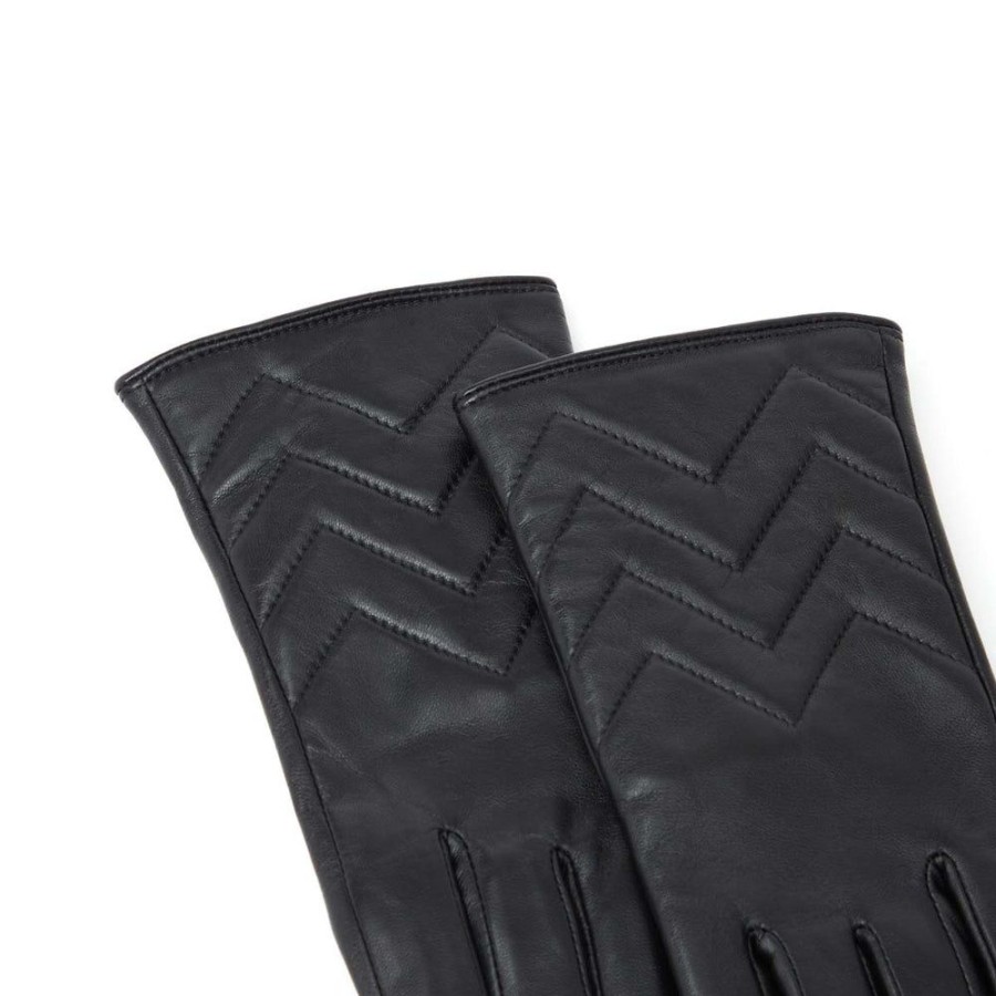 Draeger Paris Gants Surpiques En Cuir - Noir - Femme Online