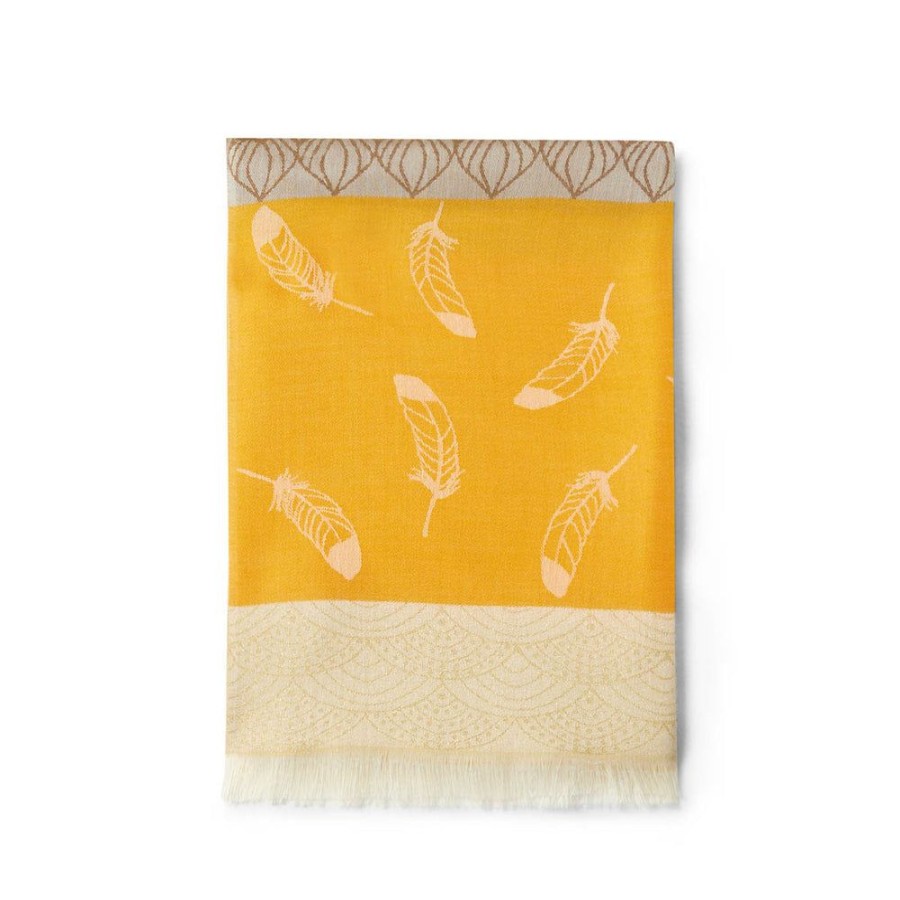 Draeger Paris Etole Jacquard Plumes - Jaune Moutarde Clearance