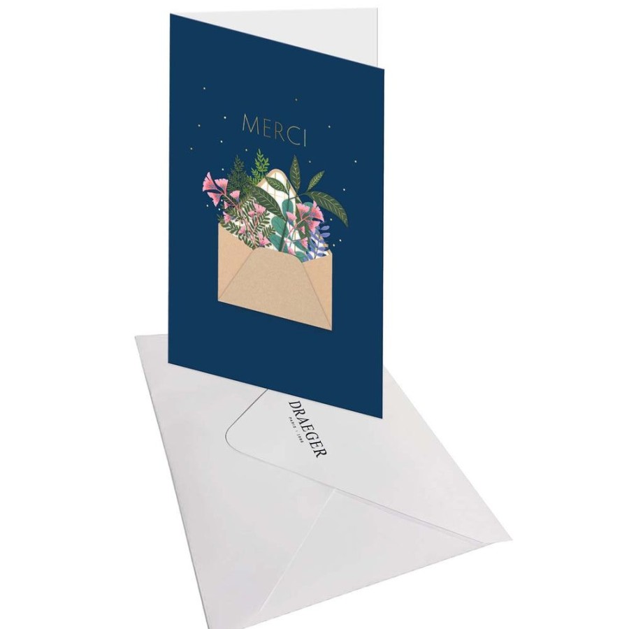 Draeger Paris Carte Signature Enveloppe Fleurs - 11,5 X 17Cm Clearance