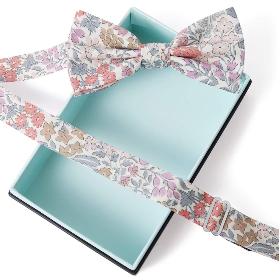 Tie Rack Noeud Papillon Homme Tissu Liberty Sweet May Rose / Vert Hot