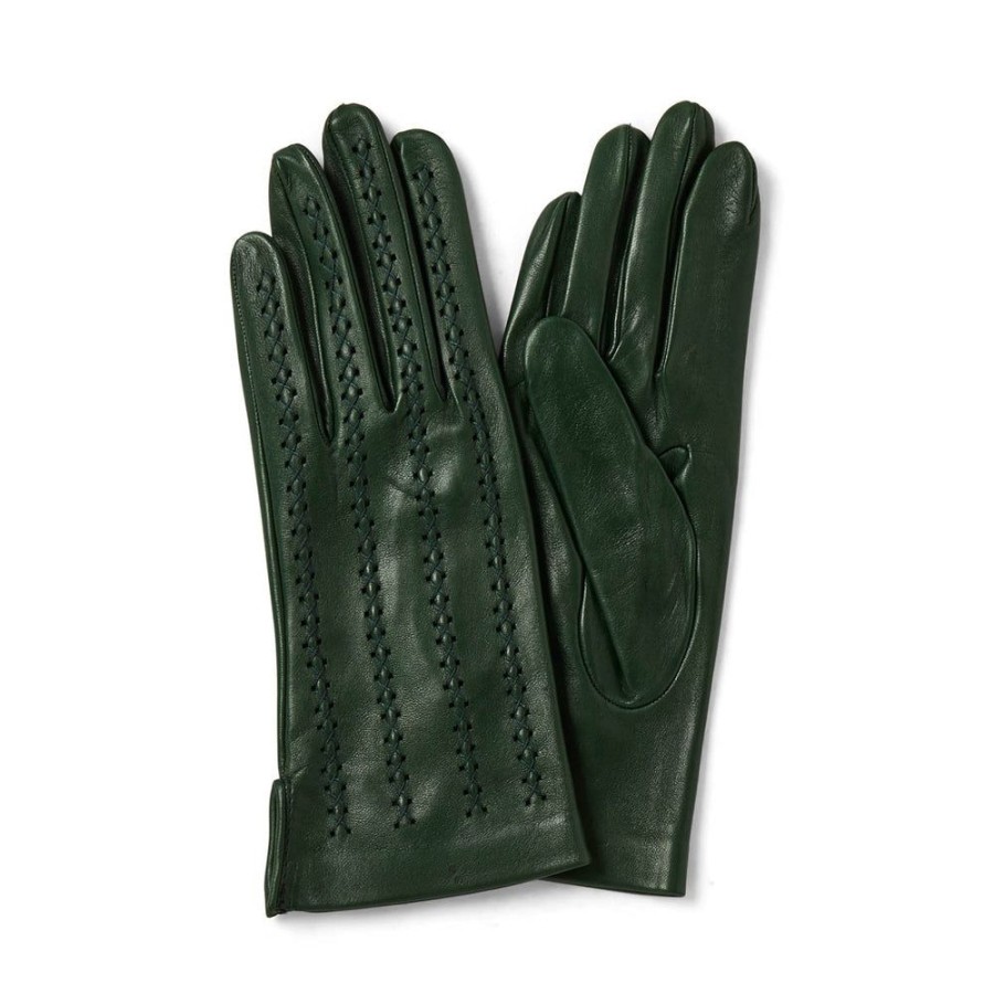 Draeger Paris Gants Femme En Cuir A Lacets - Vert Best